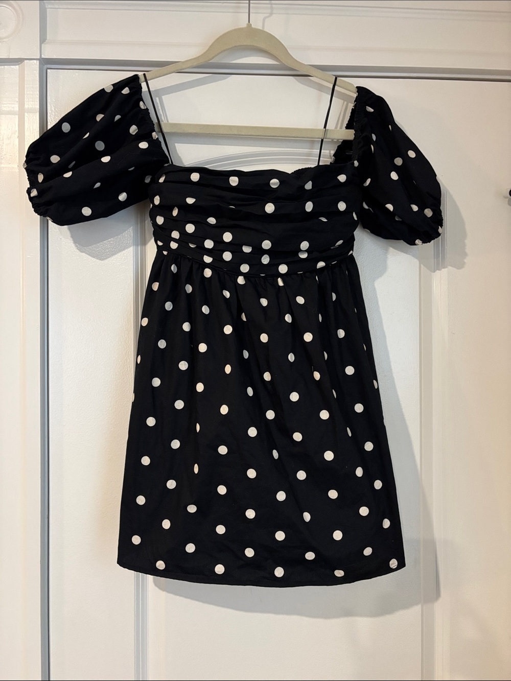 Abercrombie & Fitch Navy Romper with Cream Polka Dots